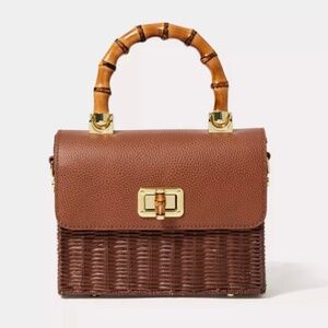 NWT Lilly Pulitzer Maura Wicker Top Handle Bag in Brown